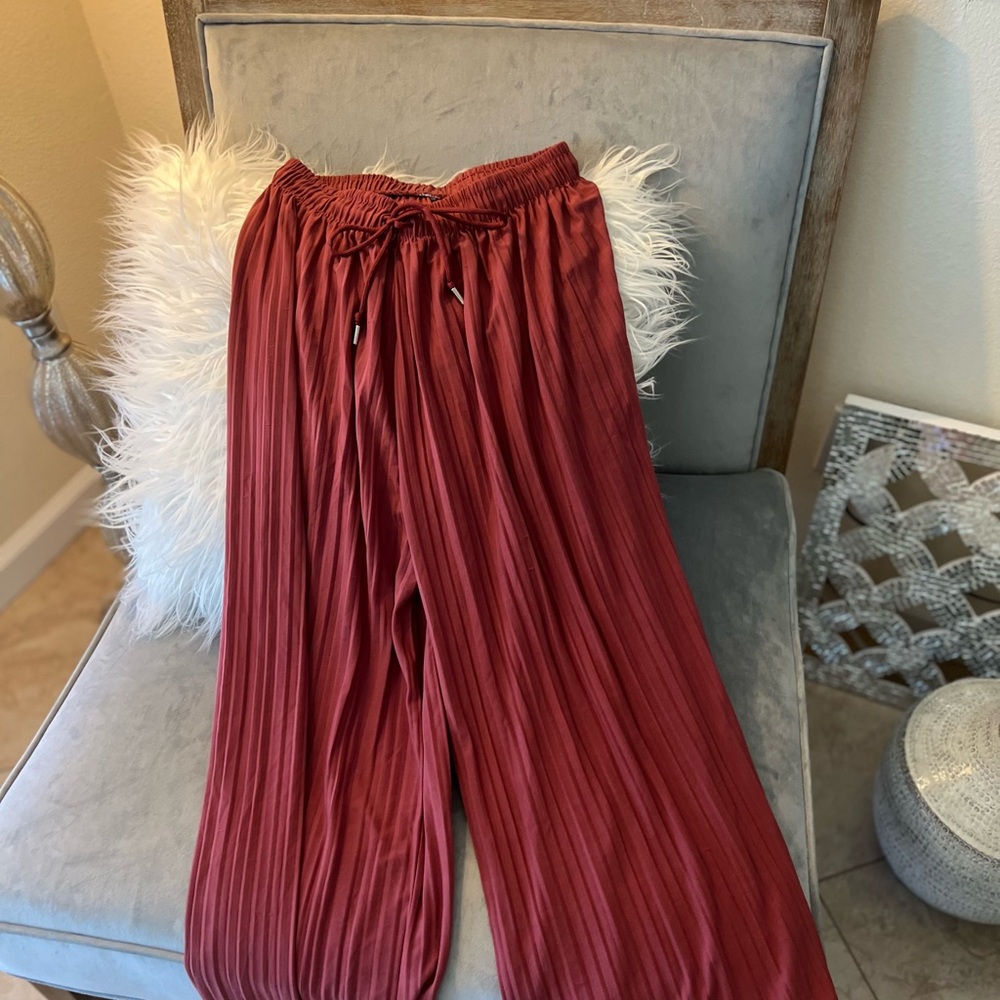 Women’s Pleated Wide-Leg Pants In  Chic Clay Color